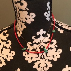 American Eagle red and turquoise necklace